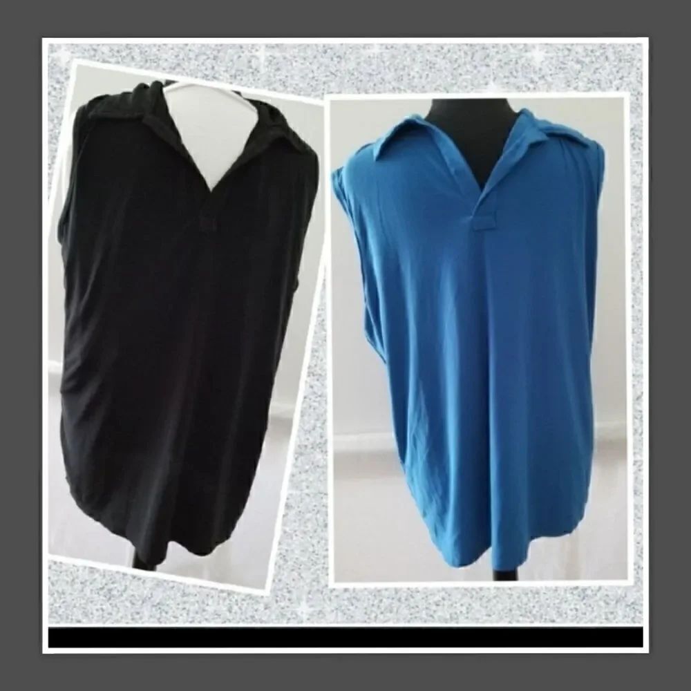 Hot Bodz bundle of 2 sleeveless shirts with collar size M/L